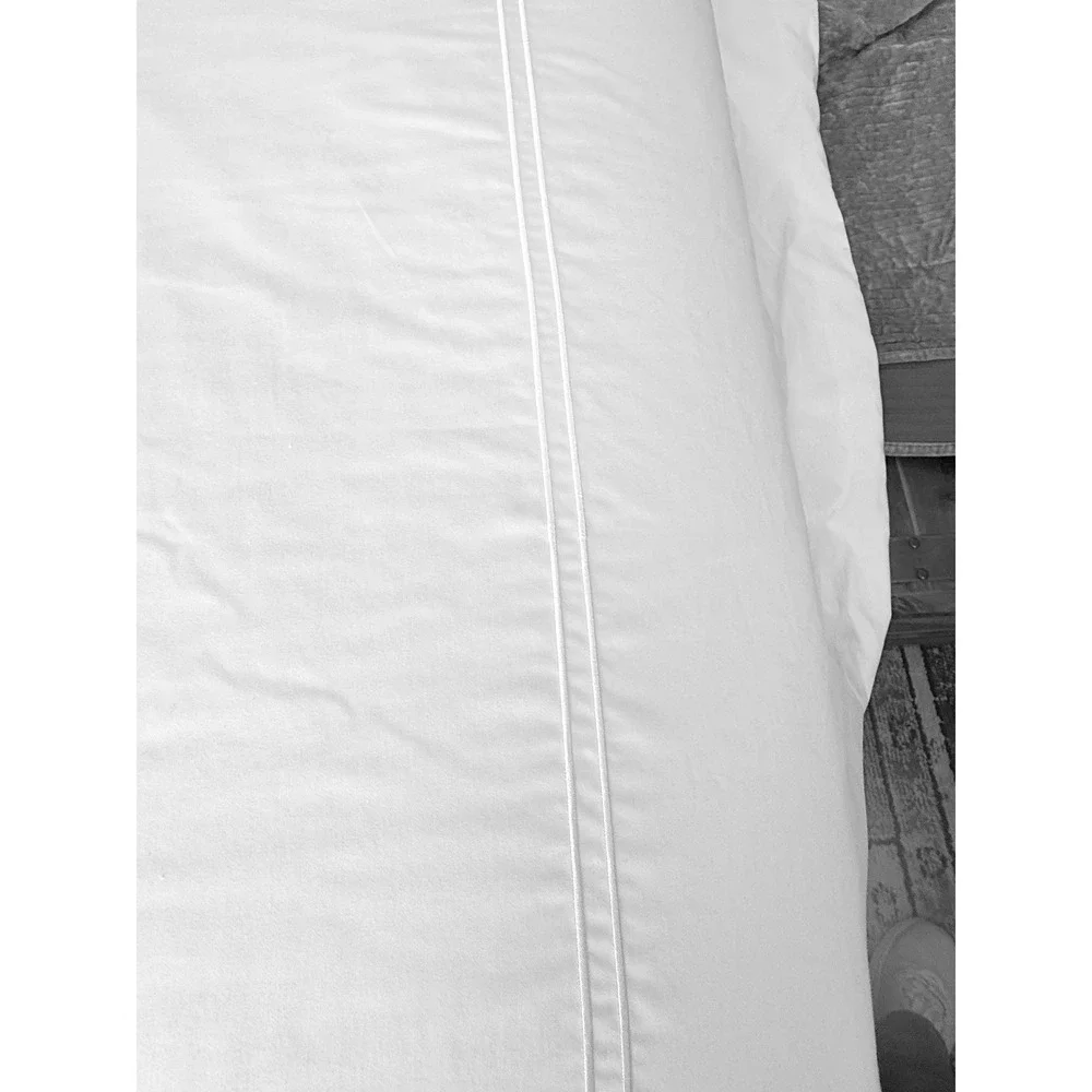Cuddledown Queen Duvet Cover White 100% Cotton Double Row Embroidered Hotel